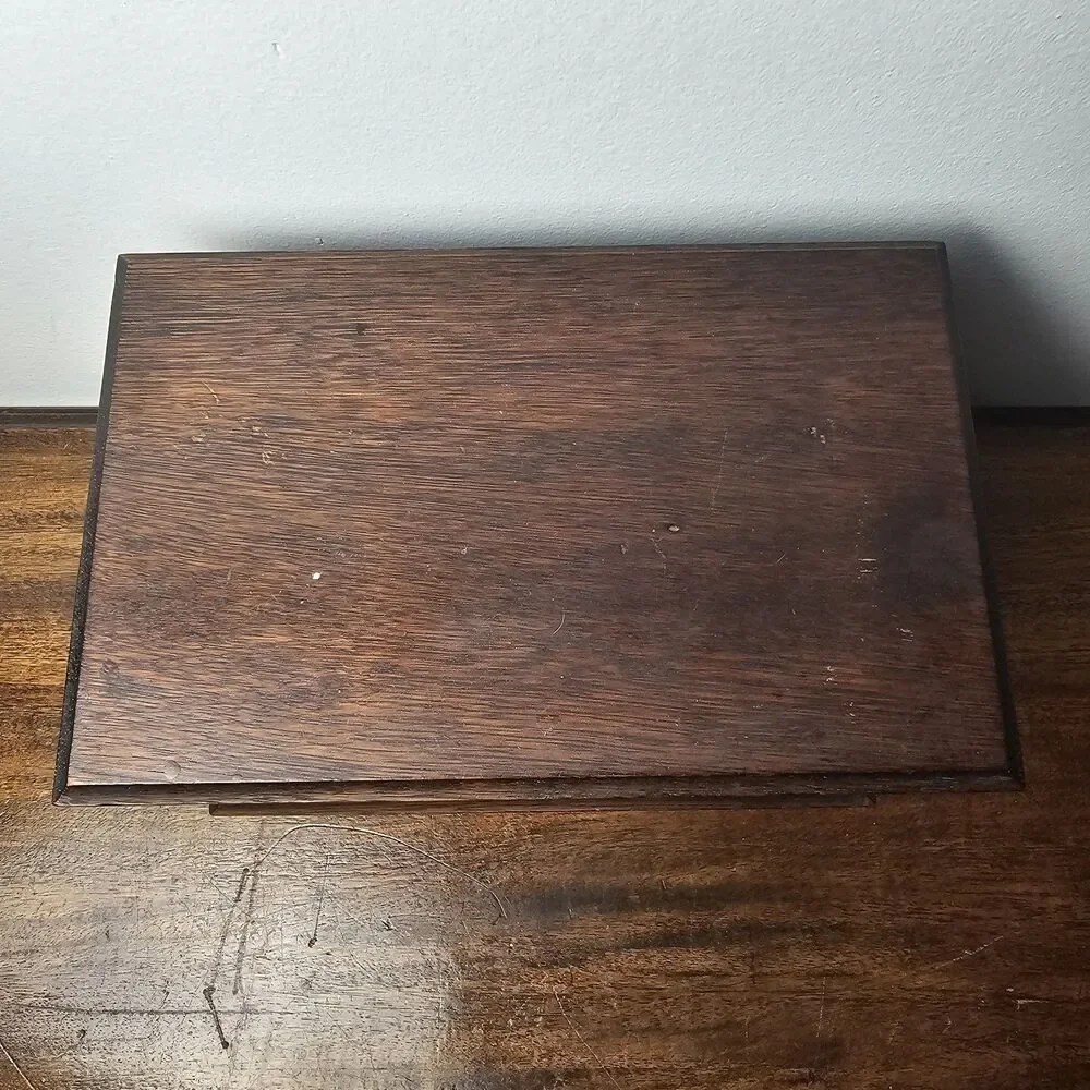 Vintage 1960s Retro Footed Wooden Jewelry Box, Mustard Gold Velvet Lined
